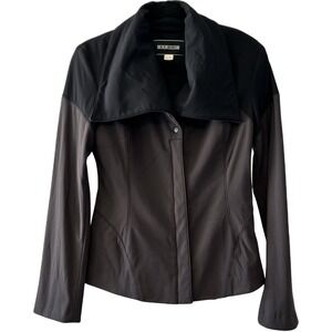 D.P. Jeans Vintage Two Tone Shawl Collar Snap Front Jacket Black‎ Grey 8 FR 40